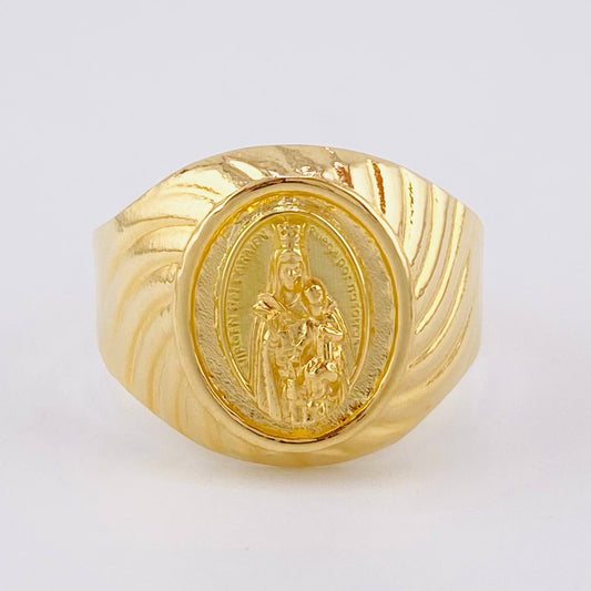 Anillo Bordeado Virgen del Carmen 3.5g / T10 1/4 Oro Amarillo 18K