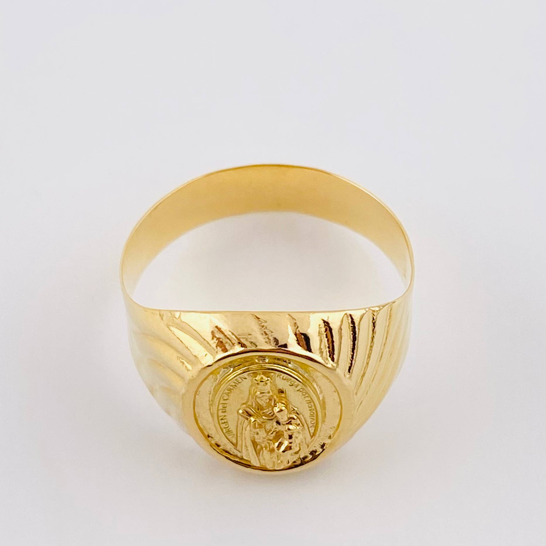 Anillo Bordeado Virgen del Carmen 3.5g / T10 1/4 Oro Amarillo 18K