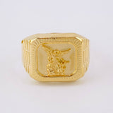 Anillo Sello Bordeado San Miguel 3.7g / T10 3/4 Oro Amarillo 18K