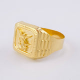 Anillo Sello Bordeado San Miguel 3.7g / T10 3/4 Oro Amarillo 18K