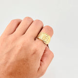 Anillo Sello Bordeado San Miguel 3.7g / T10 3/4 Oro Amarillo 18K