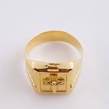 Anillo Sello Cruz Cristo 3.1g / T8 3/4 Oro Amarillo 18K
