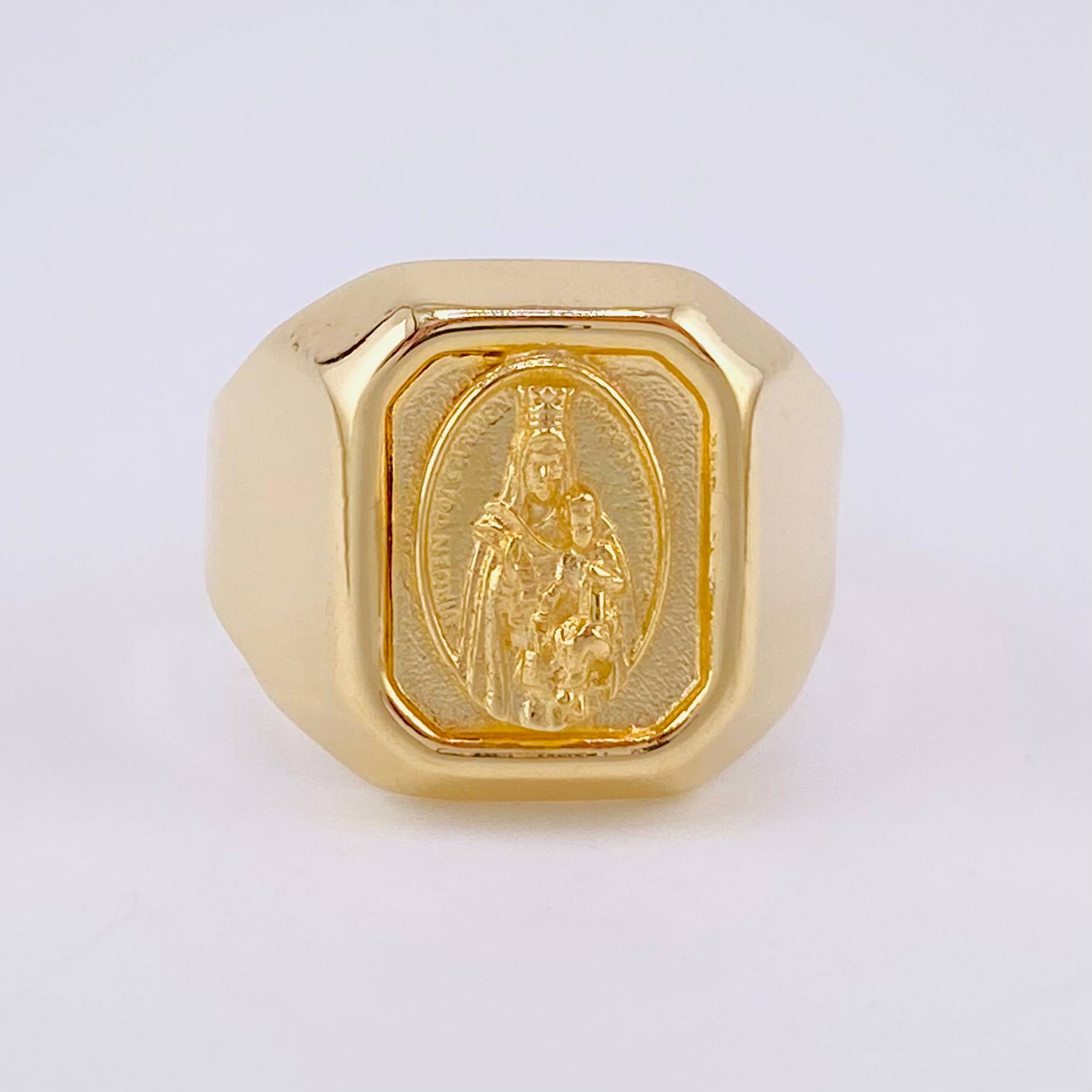 Anillo Bordeado Virgen del Carmen 3.85g / T9 1/4 Oro Amarillo 18K