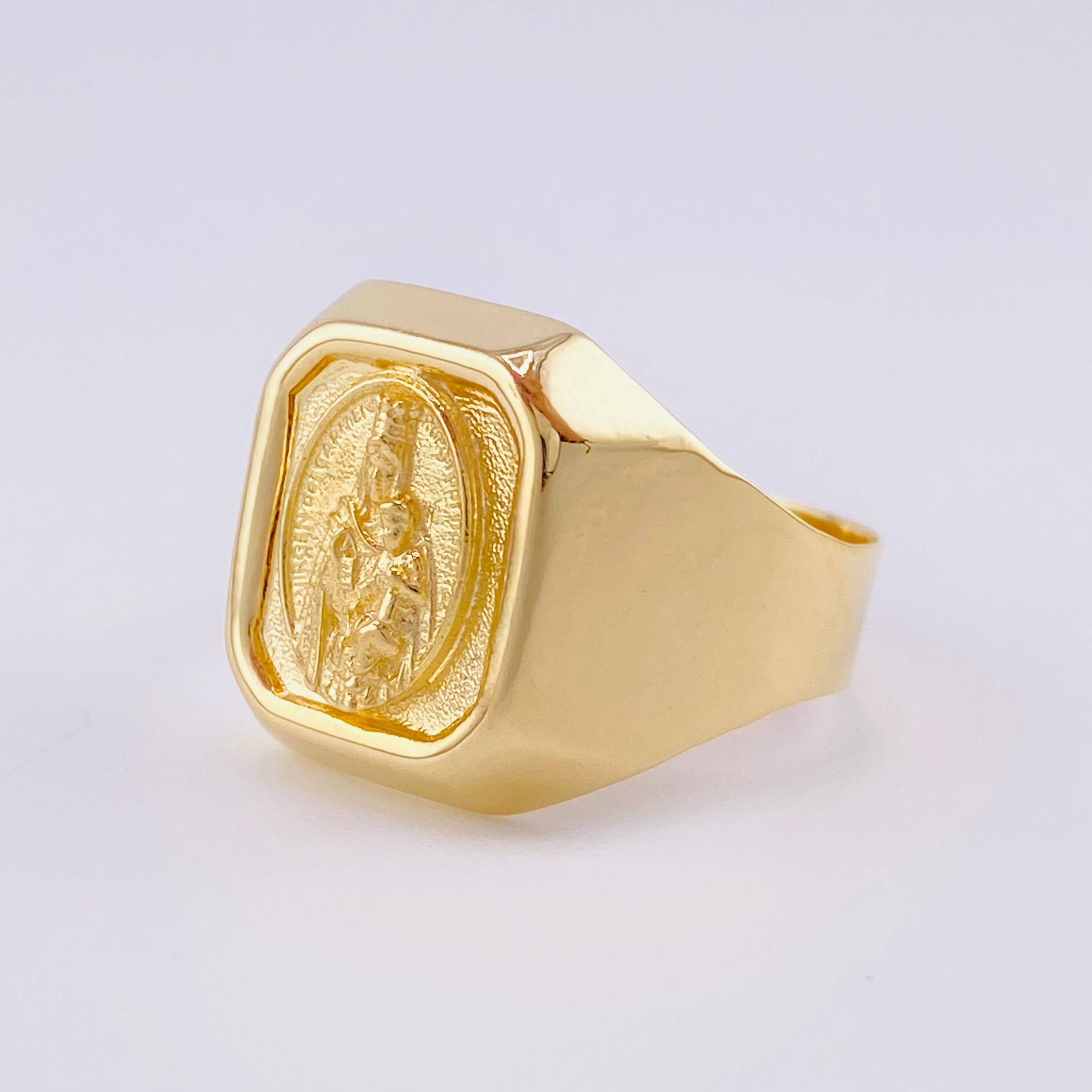 Anillo Bordeado Virgen del Carmen 3.85g / T9 1/4 Oro Amarillo 18K