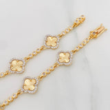 Pulso Trebol Tennis Diamantado 9.5g / 18cm / 2.67mm Oro Amarillo 18K