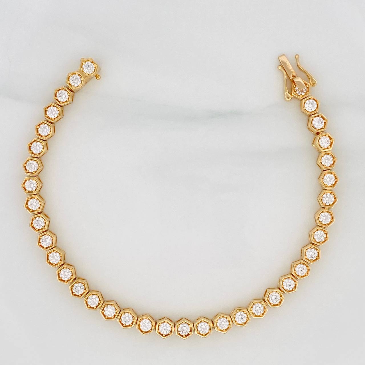 Pulso Hexagono Real 18.8g / 18cm / 5.05mm Oro Amarillo 18K