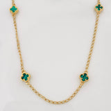Cadena Trebol Espiga Malaquita 4.3g / 46cm / 1.41mm Oro Amarillo 18K