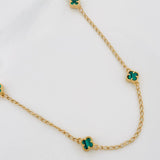 Cadena Trebol Espiga Malaquita 4.3g / 46cm / 1.41mm Oro Amarillo 18K
