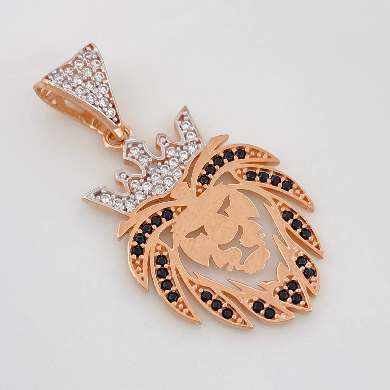 Dije León 3.15g / 3.5cm Dos Oros Blanco Rosa 18K
