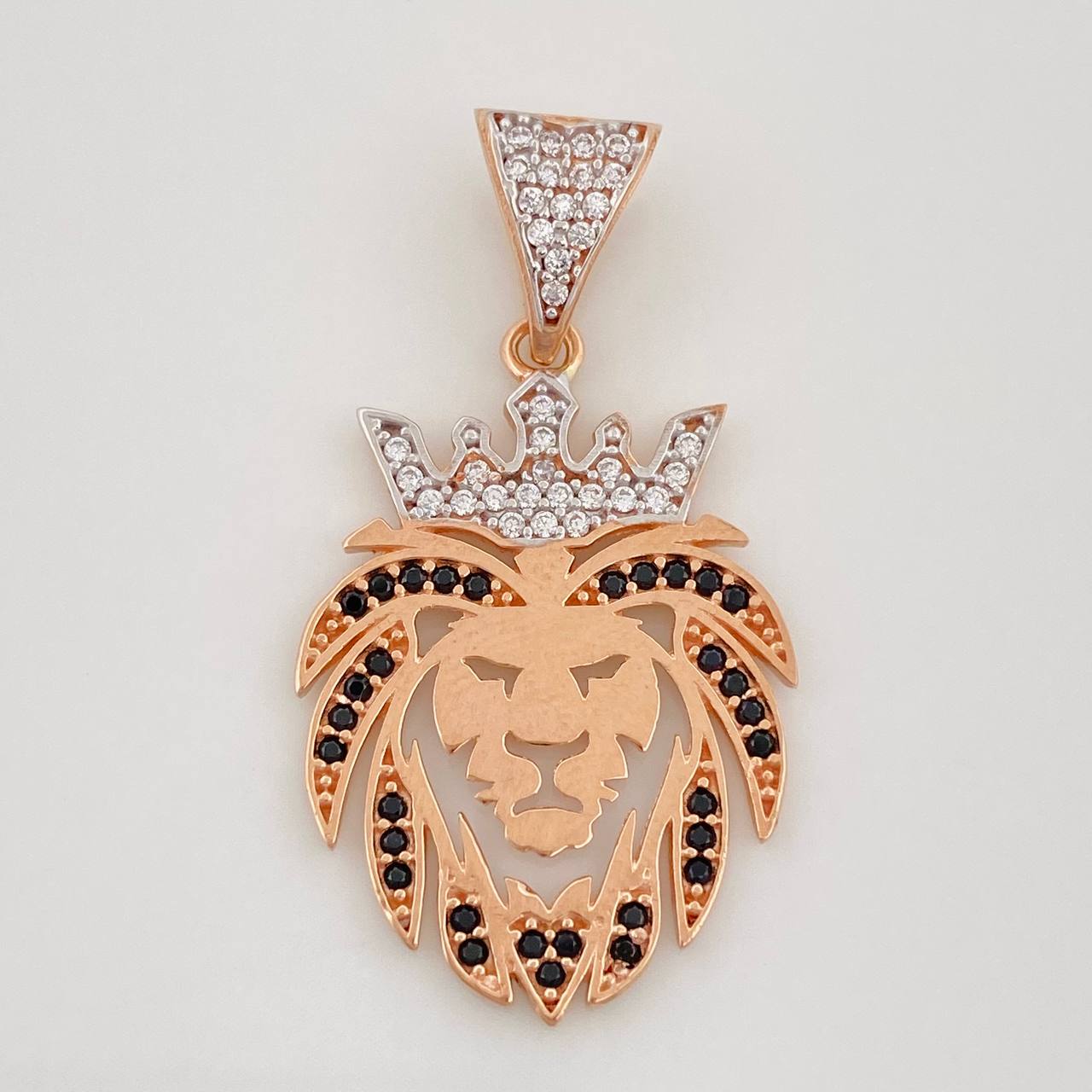 Dije León 3.15g / 3.5cm Dos Oros Blanco Rosa 18K