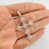 Dije Cruz Trebol Diamantada 4.95g / 5cm Oro Rosa 18K
