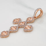 Dije Cruz Trebol Diamantada 4.95g / 5cm Oro Rosa 18K