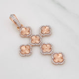 Dije Cruz Trebol Diamantada 4.95g / 5cm Oro Rosa 18K