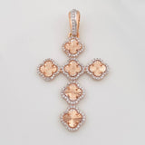 Dije Cruz Trebol Diamantada 4.95g / 5cm Oro Rosa 18K
