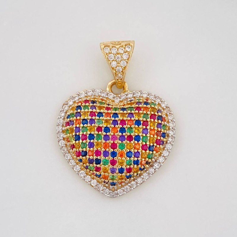 Dije Corazon 3.2g / 2.5cm Dos Oros Amarillo Blanco 18K