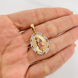 Dije Medalla Virgen Guadalupe 5.2g / 3.3cm Dos Oros Amarillo Blanco 18K
