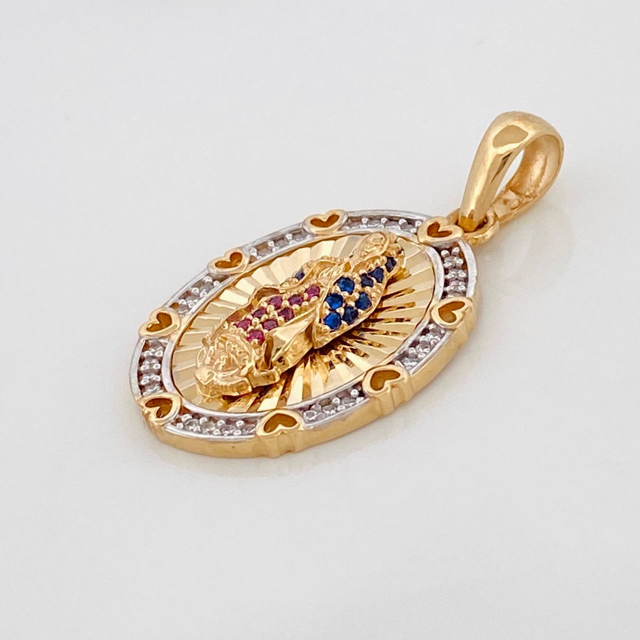 Dije Medalla Virgen Guadalupe 5.2g / 3.3cm Dos Oros Amarillo Blanco 18K