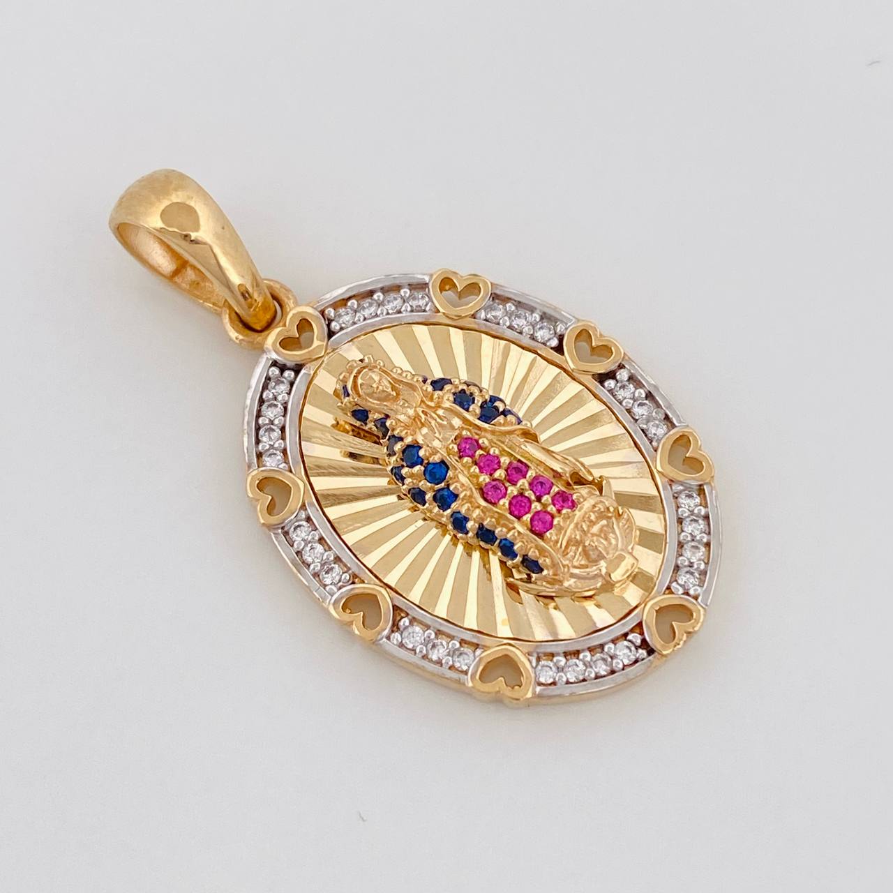 Dije Medalla Virgen Guadalupe 5.2g / 3.3cm Dos Oros Amarillo Blanco 18K