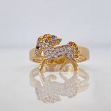 Anillo Unicornio 3.05g / T7 Dos Oros Amarillo Blanco 18K