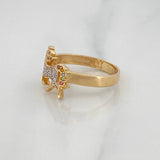 Anillo Unicornio 3.05g / T7 Dos Oros Amarillo Blanco 18K