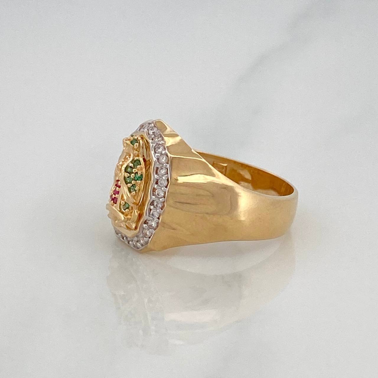 Anillo Virgen Guadalupe 4.85g / T6 1/4 Dos Oros Amarillo Blanco 18K
