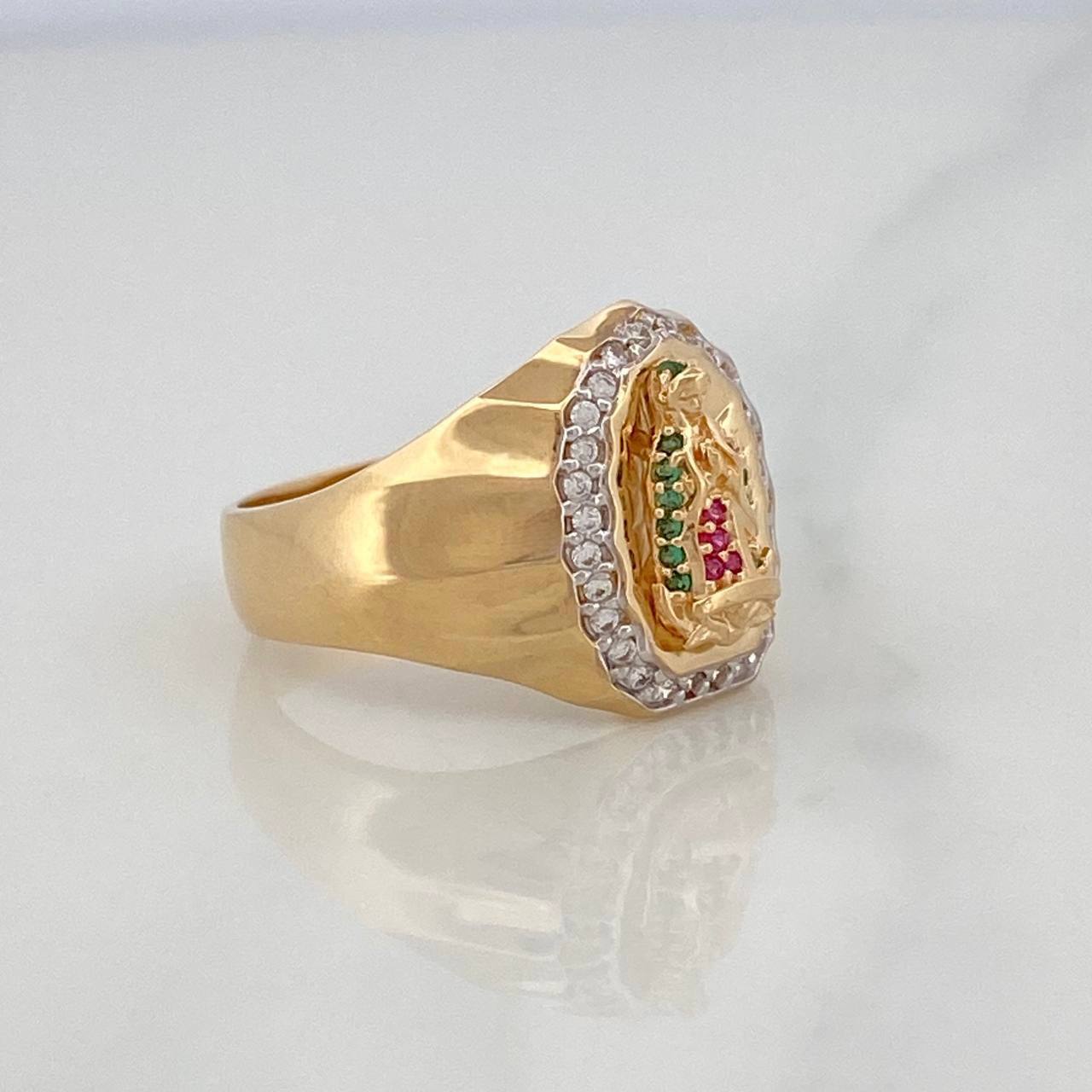 Anillo Virgen Guadalupe 4.85g / T6 1/4 Dos Oros Amarillo Blanco 18K