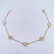 Tobillera Espiga Trebol  5.2gr / 22.7cm-24cm / 1.3mm Nacar Blanco Oro Amarillo Nac.Esp. 18K $