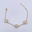 Pulso Aro Seguido Trebol 4.3gr / 16.2cm-19cm / 1.2mm Nacar Blanco Oro Amarillo Nac.Esp. 18K $