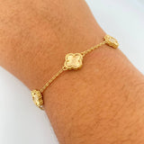 Pulso Aro Seguido Trebol 7gr / 19cm / 1.2mm Diamantado Oro Amarillo Nac.Esp. 18K $