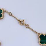 Pulso Espiga Trebol 7.85gr / 17.3cm-18.5cm / 1.6mm Malaquita Verde Oro Amarillo Nac.Esp. 18K $