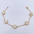 Pulso Espiga Trebol  6.45gr / 19cm / 1.6mm Nacar Blanco Oro Amarillo Nac.Esp. 18K $