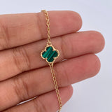 Cadena Espiga Trebol 7.5gr / 46.5cm-48.5cm / 1.3mm Malaquita Verde Oro Amarillo Nac.Esp. 18K $