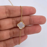 Cadena Espiga Trebol  9.5gr / 46cm-47.8cm / 1.3mm Nacar Blanco Oro Amarillo Nac.Esp. 18K $