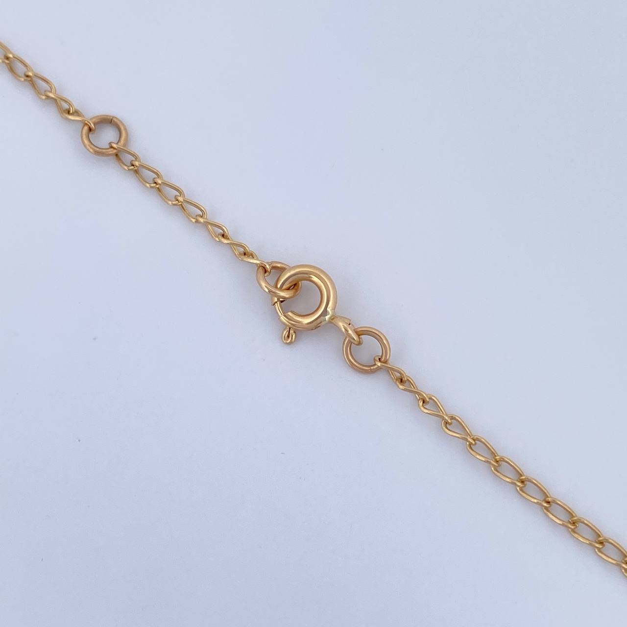 Cadena Espiga Trebol  9.5gr / 46cm-47.8cm / 1.3mm Nacar Blanco Oro Amarillo Nac.Esp. 18K $