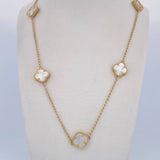 Cadena Espiga Trebol  9.5gr / 46cm-47.8cm / 1.3mm Nacar Blanco Oro Amarillo Nac.Esp. 18K $