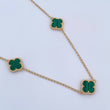 Cadena Espiga Trebol 9.4gr / 45.3cm-47.4cm / 1.3mm Malaquita Verde Oro Amarillo Nac.Esp. 18K $