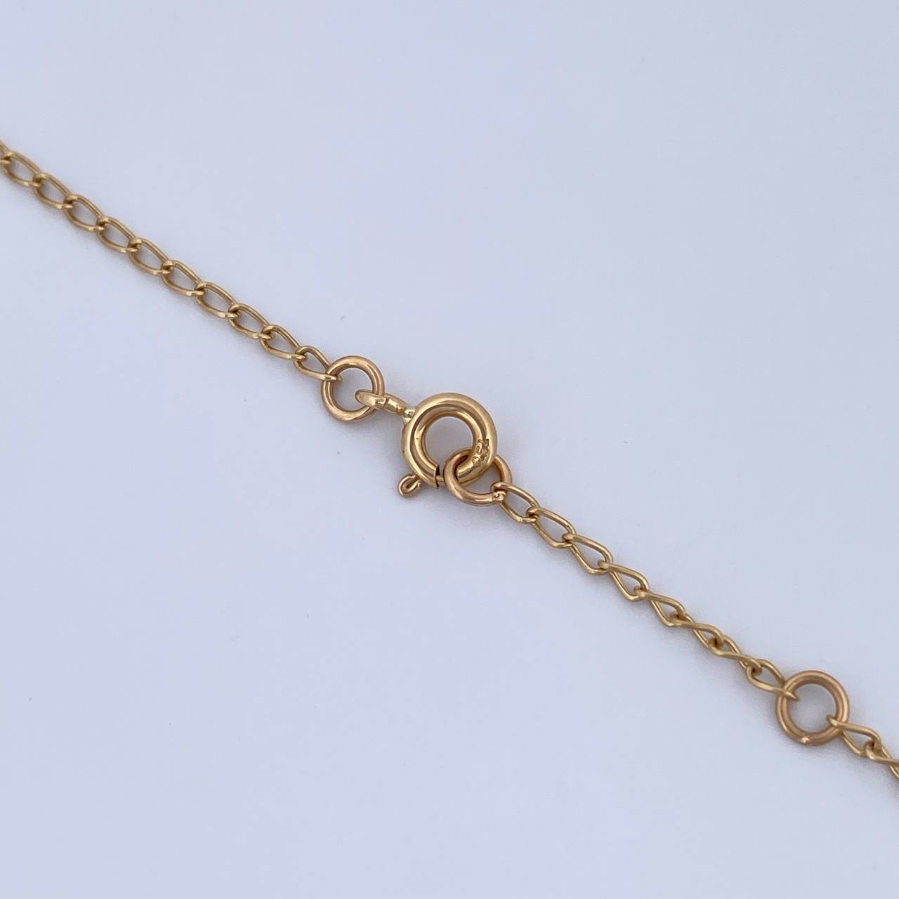 Cadena Espiga Trebol 9.4gr / 45.3cm-47.4cm / 1.3mm Malaquita Verde Oro Amarillo Nac.Esp. 18K $