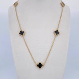 Cadena Espiga Trebol  8.05gr / 49.4cm-52cm / 1.3mm Onix Negra Oro Amarillo Nac.Esp. 18K $