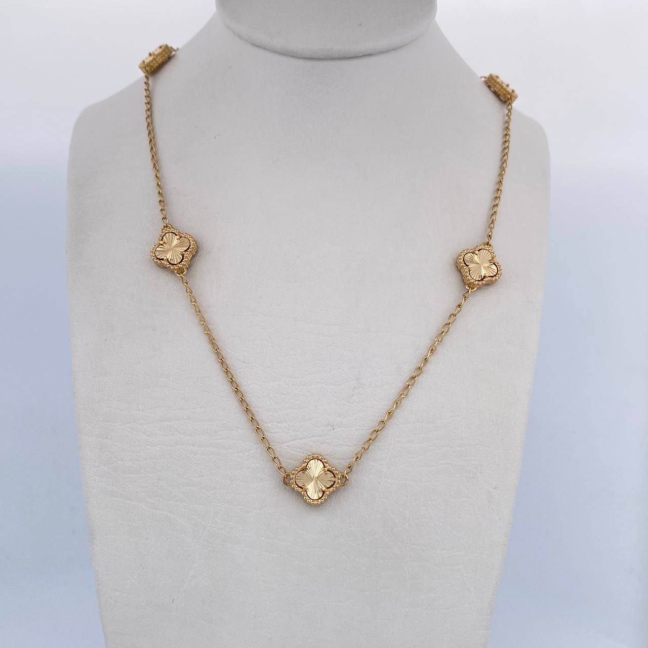 Cadena Espiga Trebol 9.1gr / 48.6cm-51cm / 1.3mm Diamantada Oro Amarillo Nac.Esp. 18K $