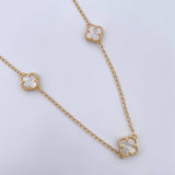 Cadena Espiga Trebol  7.8gr / 46.6cm-49cm / 1.3mm Nacar Blanco Oro Amarillo Nac.Esp. 18K $