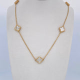 Cadena Espiga Trebol  7.8gr / 46.6cm-49cm / 1.3mm Nacar Blanco Oro Amarillo Nac.Esp. 18K $