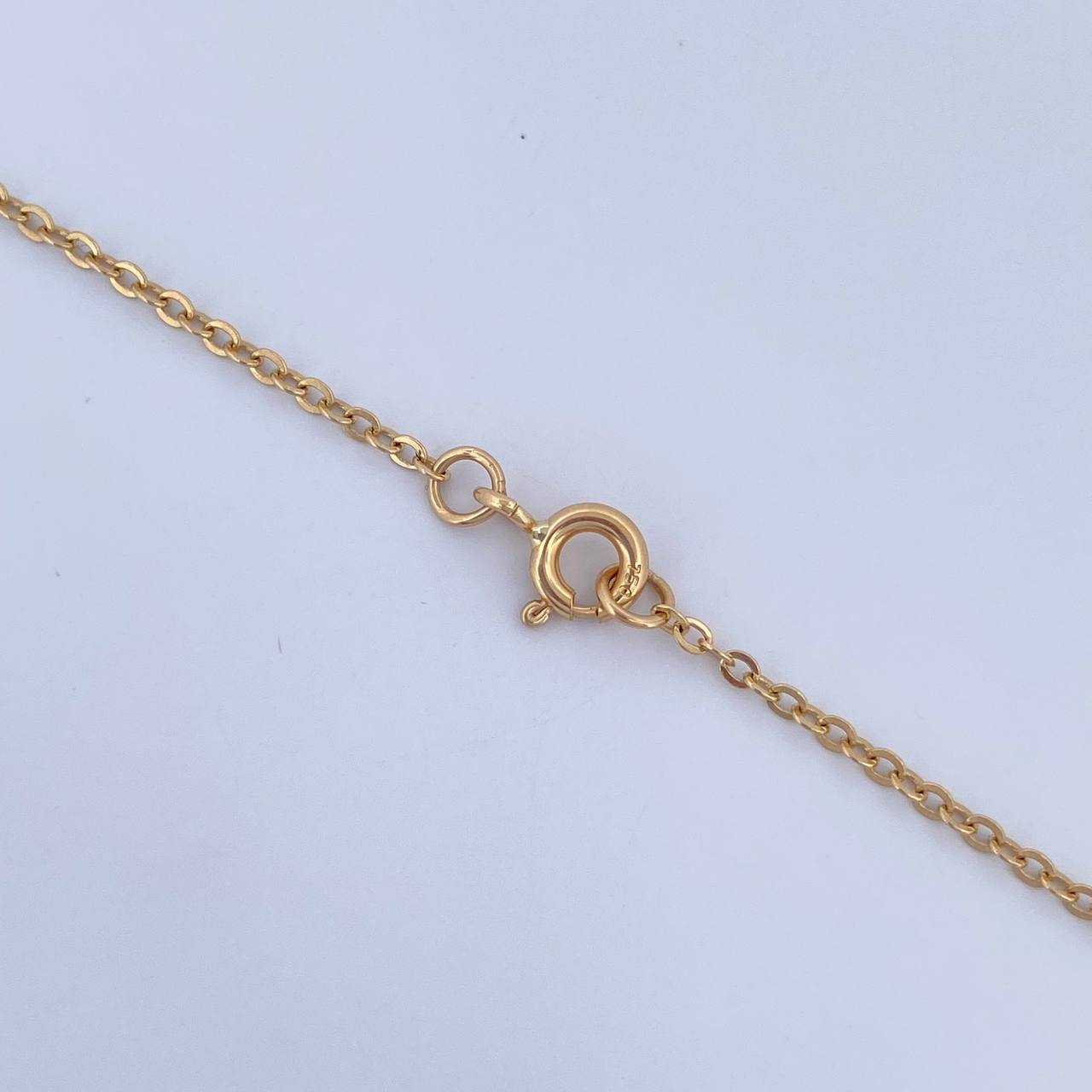 Cadena Espiga Trebol  3.8gr / 42.6cm-46.4cm / 1.3mm Turqueza Oro Amarillo Nac.Esp. 18K $
