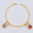 Tobillera Militar Escapulario Diamantado 23.03g / 27.4cm / 5mm Oro Amarillo 18K  Nac,Esp