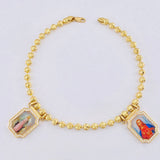 Tobillera Militar Escapulario Diamantado 23.03g / 27.4cm / 5mm Oro Amarillo 18K  Nac,Esp