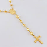 Rosario Rosario Virgen Milagrosa Cruz Cristo Bola Lisa 11.85g / 60cm / 5.6mm Oro Amarillo 18K