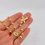 Rosario Rosario Virgen Milagrosa Cruz Cristo Bola Lisa 12.45g / 60cm / 5.6mm Oro Amarillo 18K