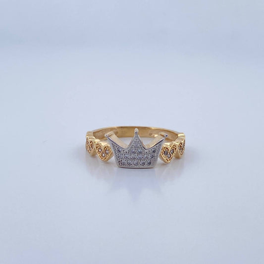 Anillo Corona Corazones 2.8gr / T6 1/2 / Oro 18K &