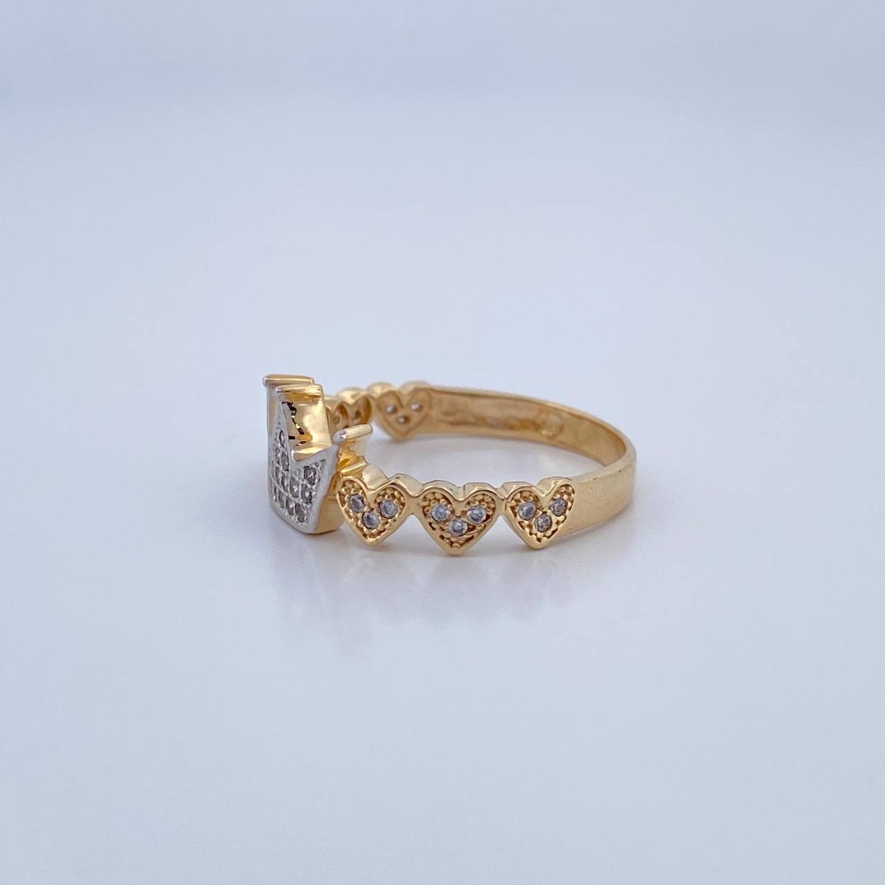 Anillo Corona Corazones 2.8gr / T6 1/2 / Oro 18K &