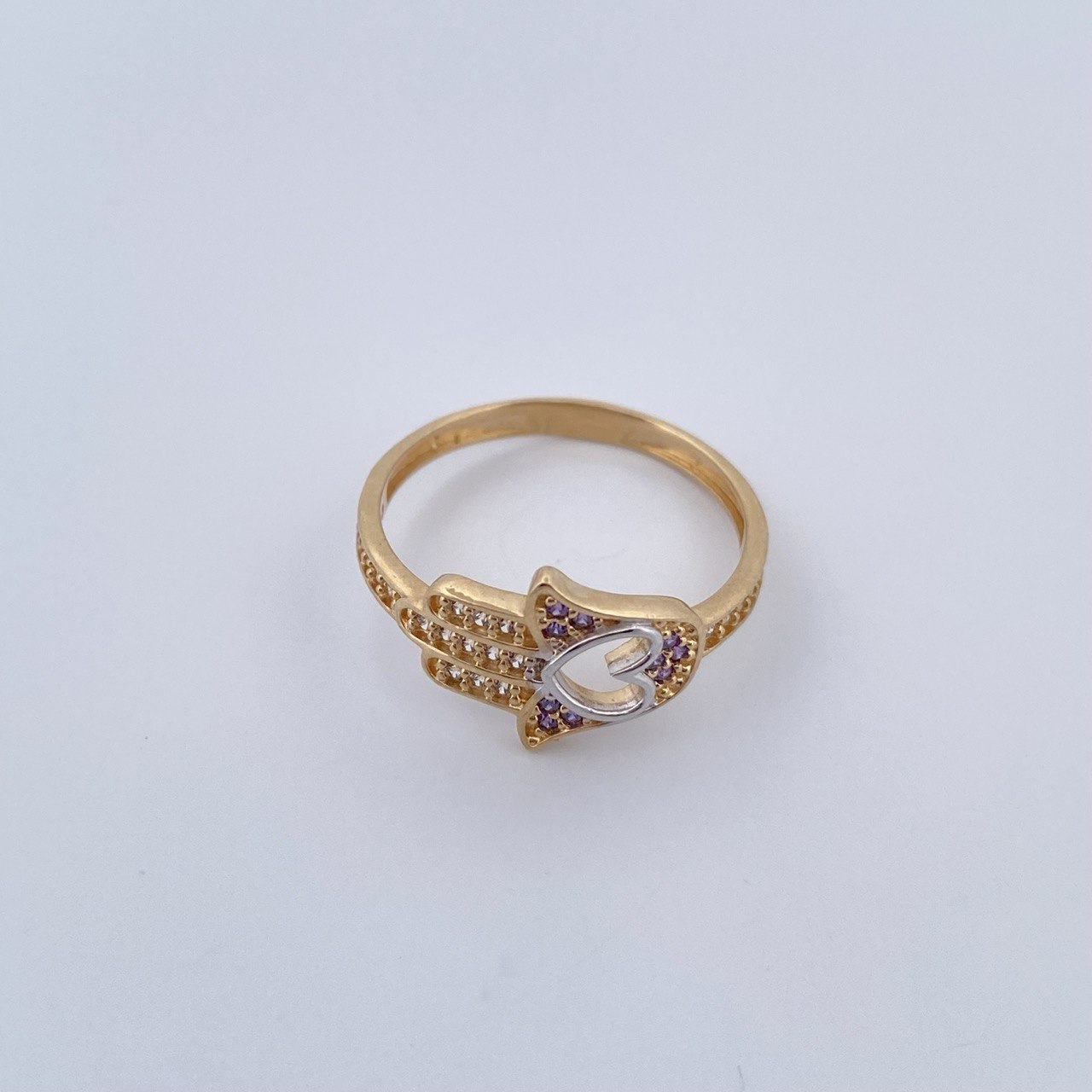 Anillo Mano Hamsa Corazon 2.4gr / T7 1/4 / Oro 18K &