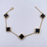 Pulso Espiga Trebol 8.2gr / 20.5cm / 1.6mm Onix Negra Oro Amarillo Nac.Esp. 18K $